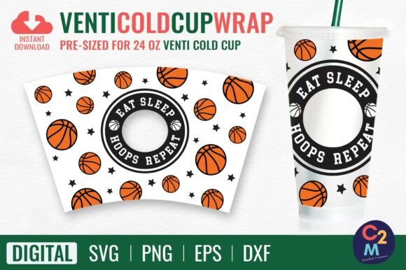 Basketball Venti Cold Cup 24oz: A Dynamic Graphics Asset for Tumbler Wraps
