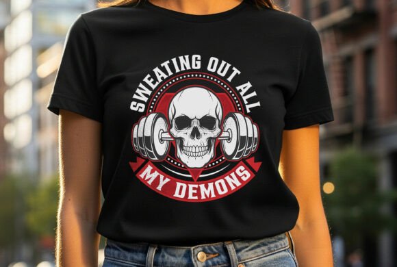 Bold Sweating out All My Demons Gym Tee Graphics for T-Shirt Designs