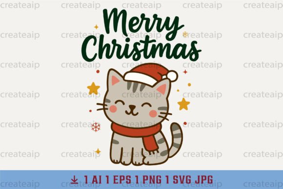 Cat Wall Art PNG Cute Christmas: A Charming Addition to T-Shirt Designs and Graphics