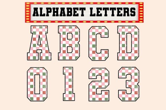 Christmas Alphabet Set Pink Checkered: Festive Graphics for Local Brands