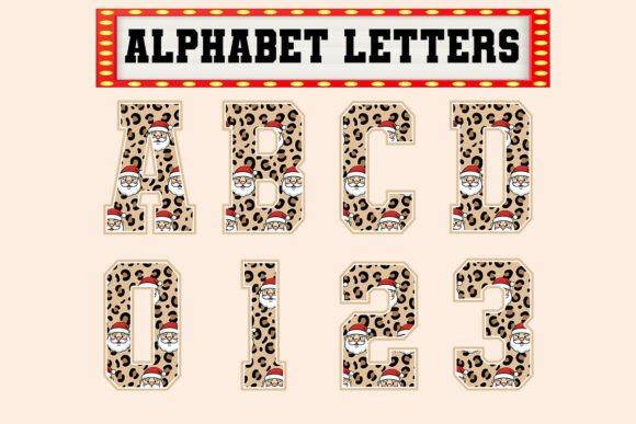 Christmas Leopard Santa Alphabet Set: A Festive Graphics and Illustrations Must-Have