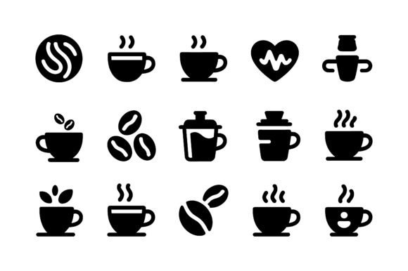 Coffee Shop Cafe Icon Set EPS: Perfect for Modern Graphics