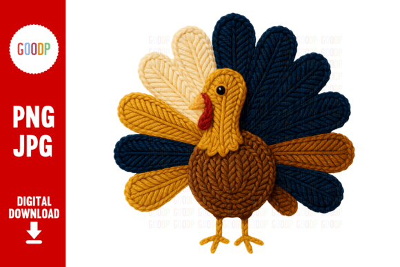 Cozy Crochet Turkey Clipart PNG for Graphics & Illustrations