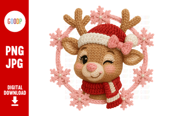 Crochet Reindeer Wreath PNG: A Festive Graphic for Christmas