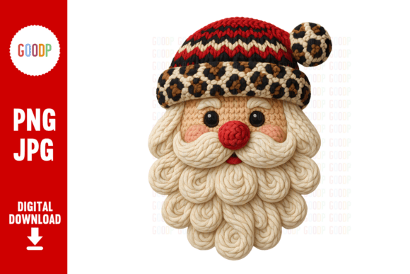 Crochet Santa with Leopard Hat: A Charming Graphic for Holiday Illustrations