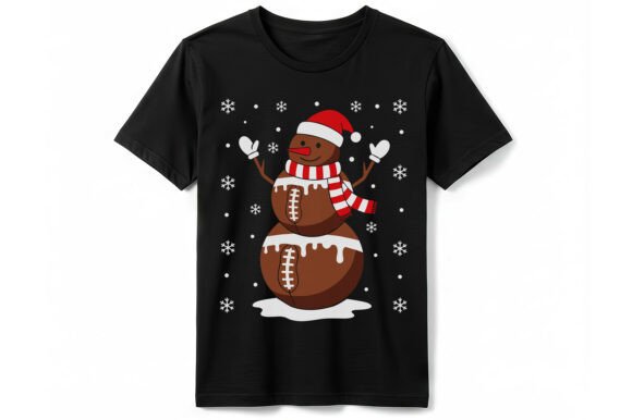 Festive Football Snowman: A Unique T-Shirt Design