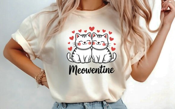 Funny Meowentine Cat Valentines T-shirt Graphics