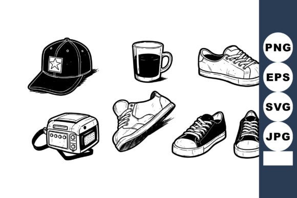 Hand Drawn Casual Accessories for Creative Graphics