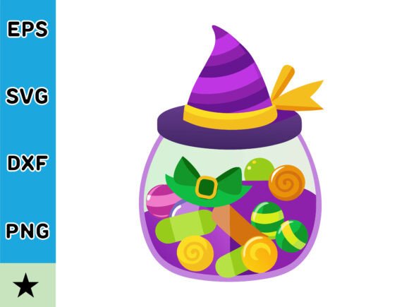 Magical Halloween Candy Jar with Witch: A Versatile Graphic