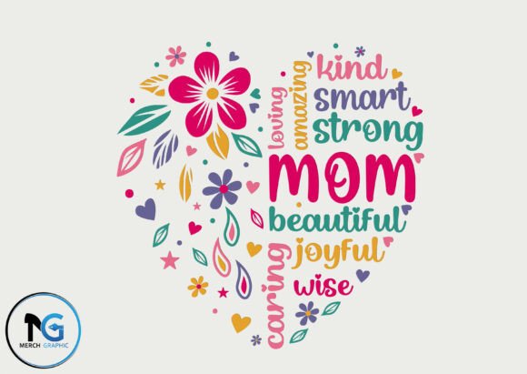 Mom with Flowers Heart Design: Perfect for T-Shirt Graphics