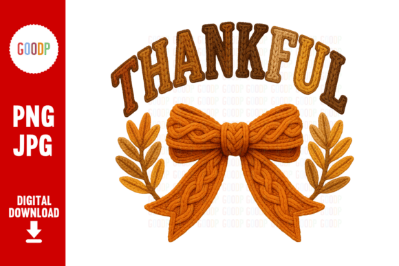 Thankful Crochet Bow Leaves PNG: A Cozy Graphics Asset